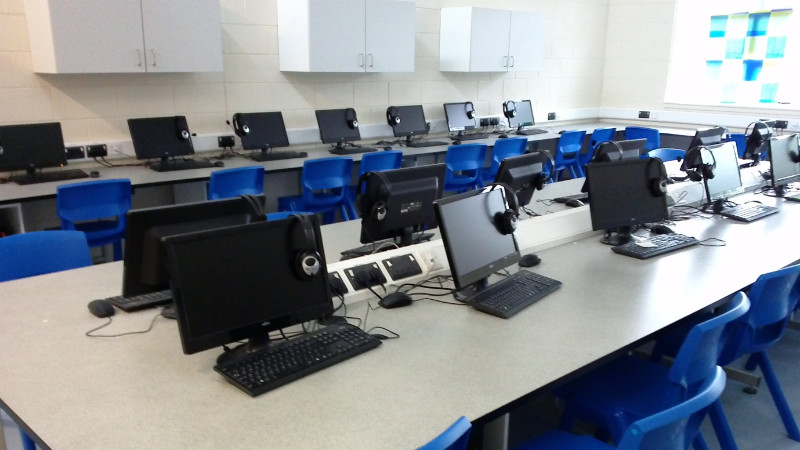 Language Lab – computers will interact with students in both French and Irish